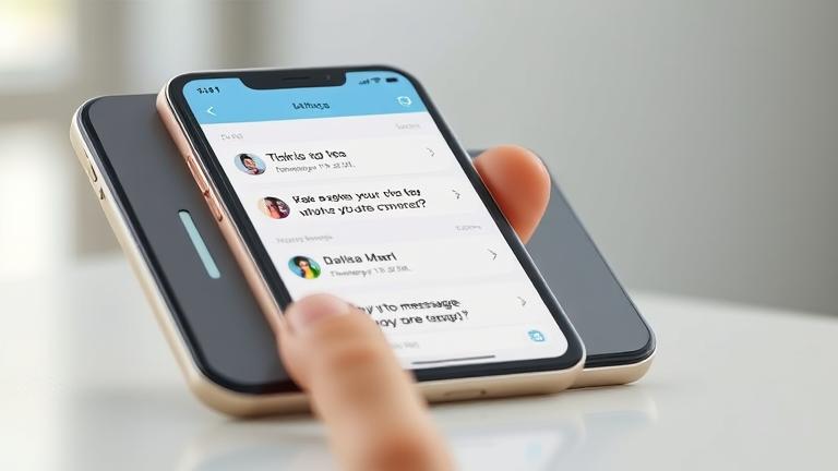 alt_text: Person looks surprised at phone with fading messages, highlighting privacy and disappearing chats.