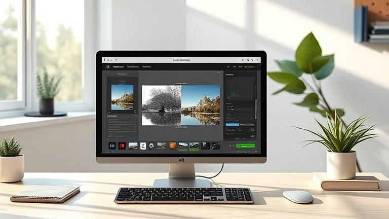 alt_text: Lightroom workspace with screen showing inversion adjustment and before-and-after photo comparison.