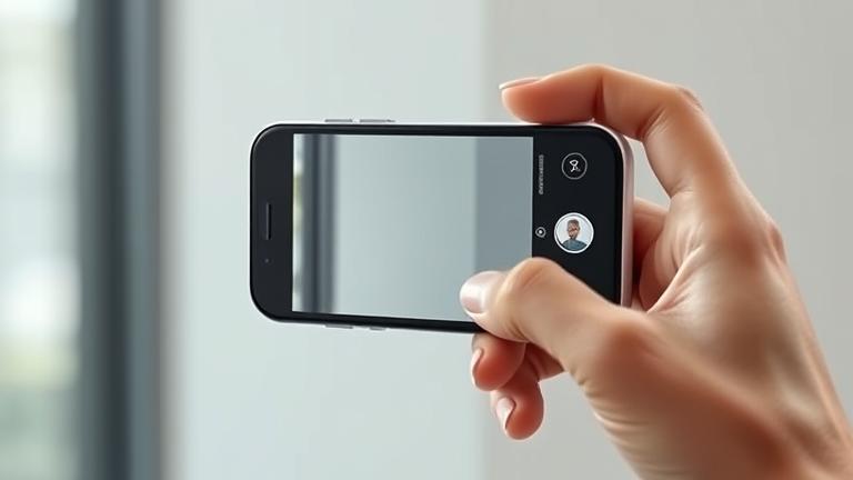 alt_text: Close-up of iPhone 12 Mini capturing a screenshot, showing onscreen buttons and icons.