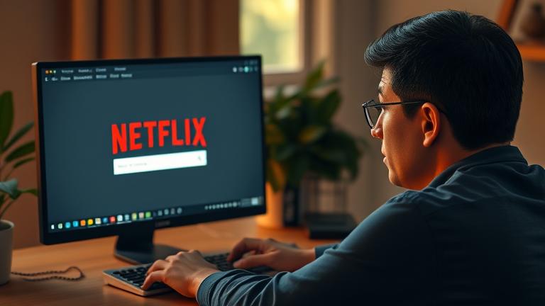 alt_text: Frustrated person looking at a device with a missing or error Netflix login screen.