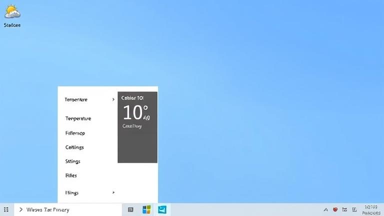 alt_text: Windows 10 desktop with taskbar weather toggle between Celsius and Fahrenheit.