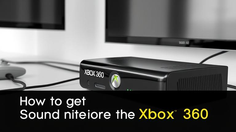 alt_text: Xbox 360 connected to a TV with cables, remote, and sound icons for troubleshooting.