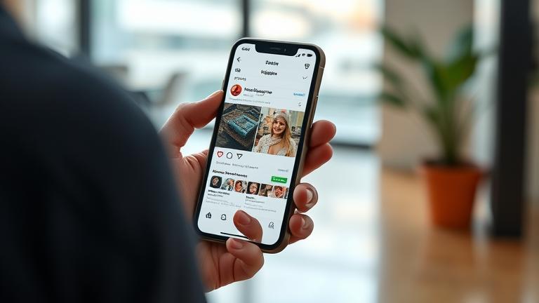 alt_text: Person deletes old Instagram highlights on smartphone in a bright, modern setting.