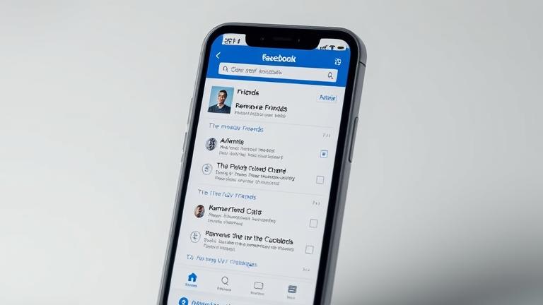 alt_text: Facebook profile screen showing friends list with remove options, modern and clean design.