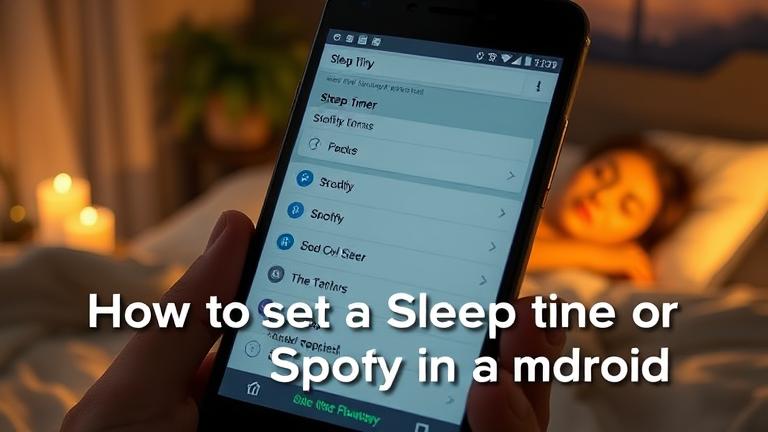 alt_text: Close-up of Android with Spotify sleep timer, cozy bedroom background, relaxing vibe.