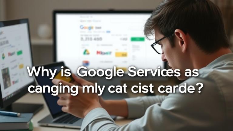alt_text: Worried person checks credit card charges on phone with Google logos faintly in background.