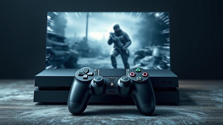 alt_text: PS4, controller, glitching screen with error symbols, hinting at gaming technical issues.