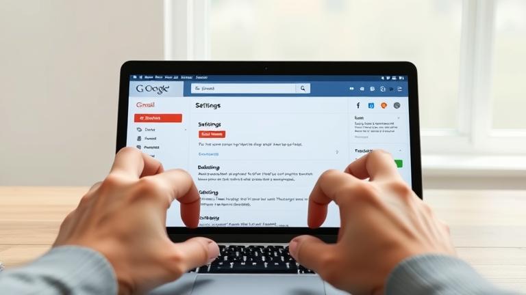 alt_text: Hands managing Gmail settings on screen, focusing on deleting old email addresses.