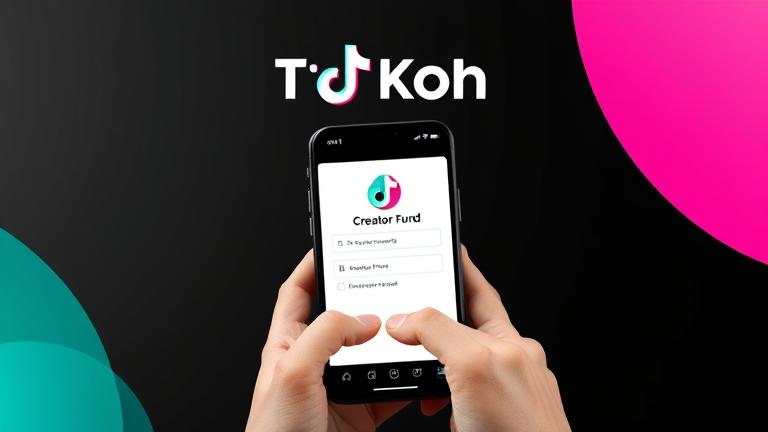 alt_text: Person signing up on TikTok app for Creator Fund, with bright colors and inviting design.