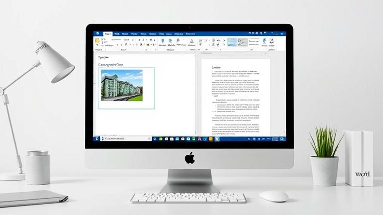 alt_text: Mac screen pasting a screenshot into Word with Command + V in a modern workspace.