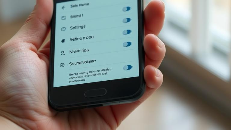 alt_text: Close-up of an Android phone's screen showing sound settings to disable silent mode.
