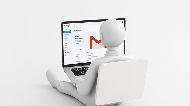 alt_text: Person at laptop with Gmail settings, removing an email account, professional digital scene.