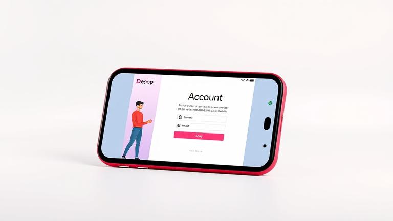 alt_text: Person reactivating Depop account on screen with clear prompts in a bright, modern style.