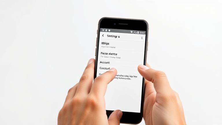 alt_text: Smartphone displaying BIGO app’s account deletion page on Android, with delete icon, hands, and modern background.