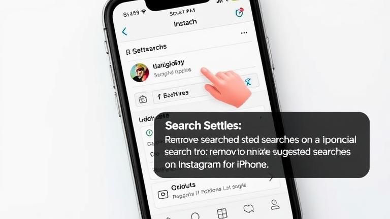 alt_text: iPhone screen showing Instagram search, highlighting options to hide suggested searches.