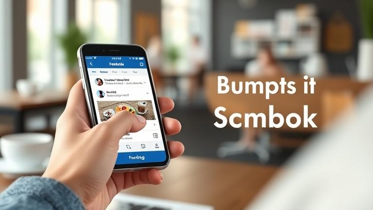 alt_text: Person boosts a Facebook post on their phone in a casual setting, highlighting post bumping.