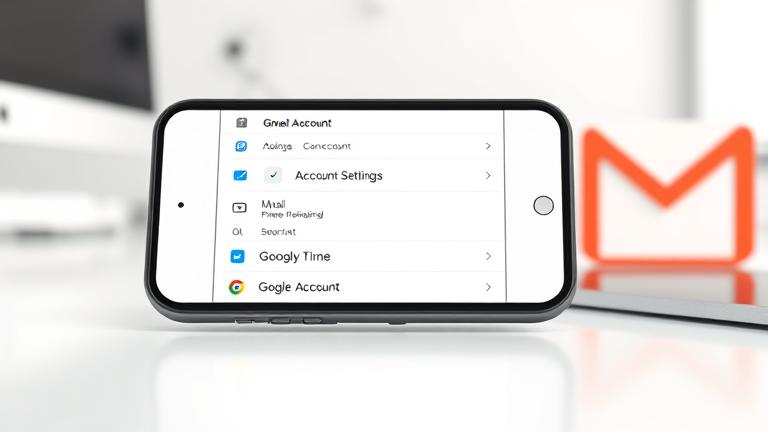 alt_text: iPhone screen showing Gmail account deletion options in a clean, modern workspace.