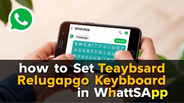 alt_text: Guide to setting Telugu keyboard in WhatsApp with a phone, settings, and Telugu script.