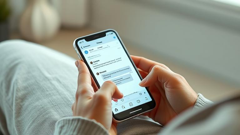 alt_text: Person uses smartphone with Instagram open, highlighting drafts and hidden message features.