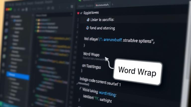 alt_text: Sublime Text 3 with "Word Wrap" disabled, showing settings menu and dark editor UI.