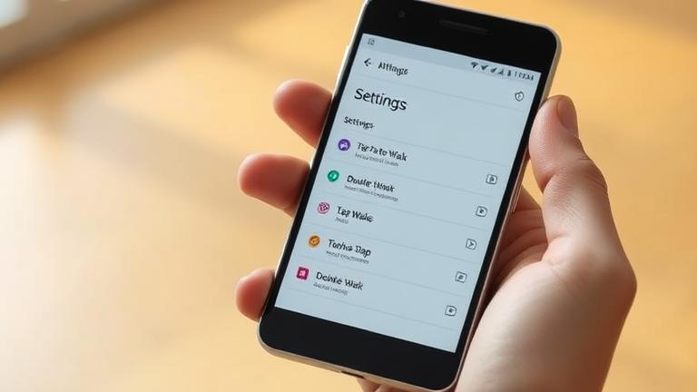 Alt_text: Android phone with settings open, turning off "Double Tap to Wake" feature.