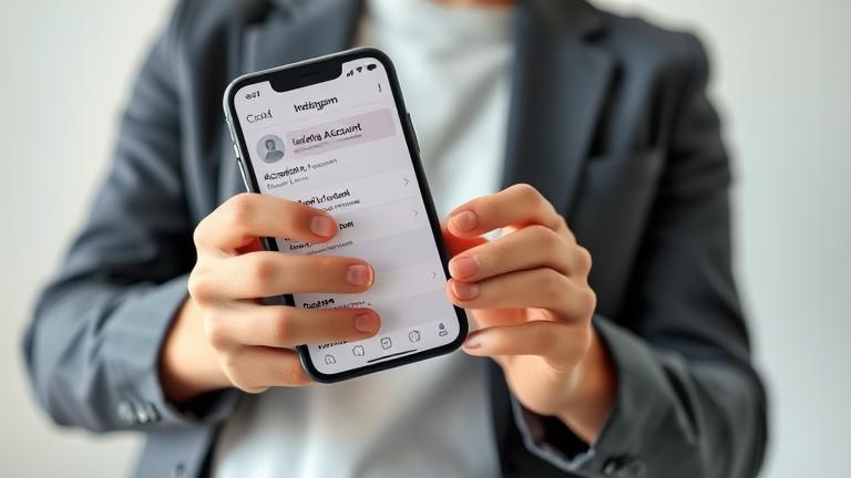 alt_text: Person using Instagram app's delete account section, symbolizing privacy and control.