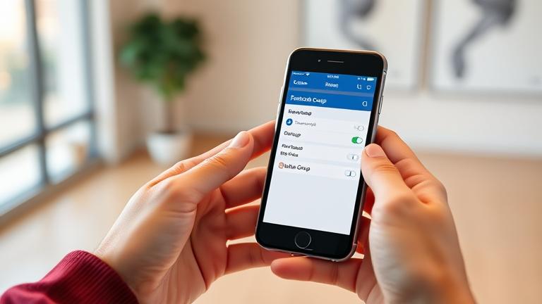 alt_text: Person holding iPhone showing Facebook group settings with "Delete Group" option.