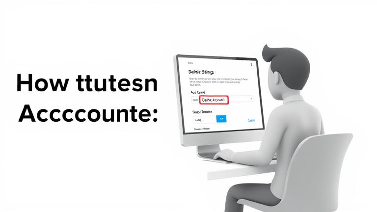 alt_text: Person at laptop with 'Delete Account' button, highlighting account management.
