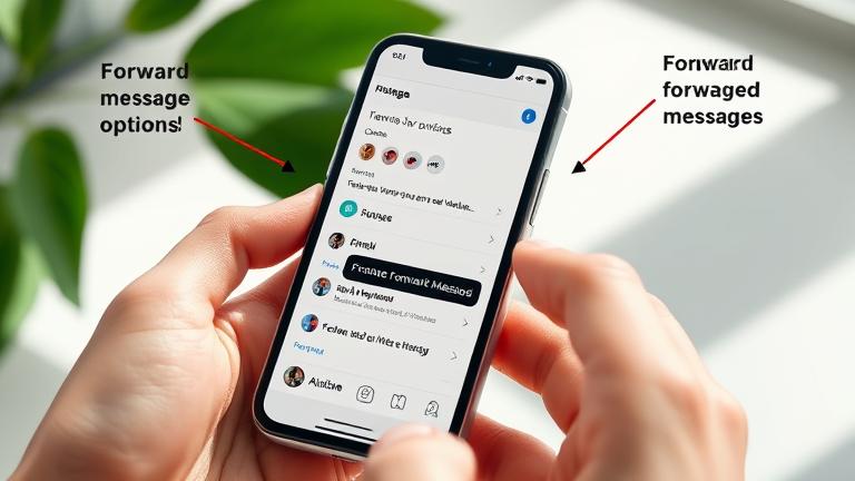 alt_text: Smartphone screen showing Instagram chat, highlighting the "Forward" message option.