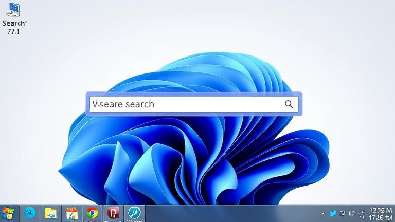 alt_text: Windows 7.8.1 desktop with a modern Windows 10-style search box on the taskbar.