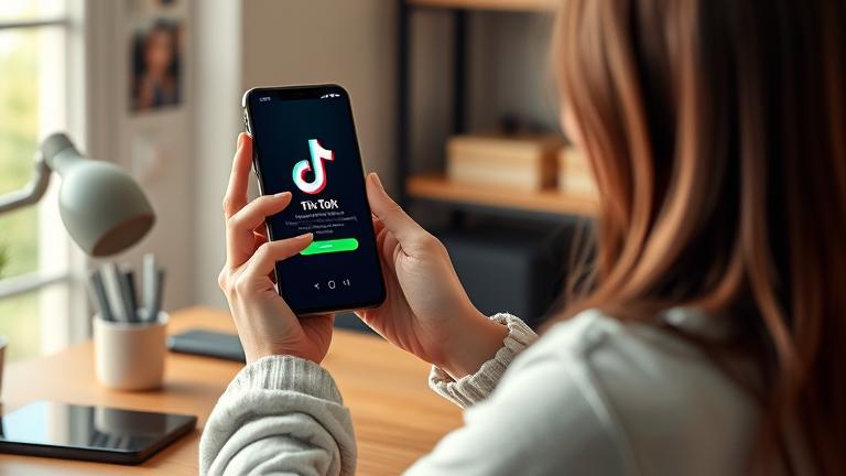 alt_text: Young person on TikTok, in cozy setting, engaging discreetly via digital messaging.
