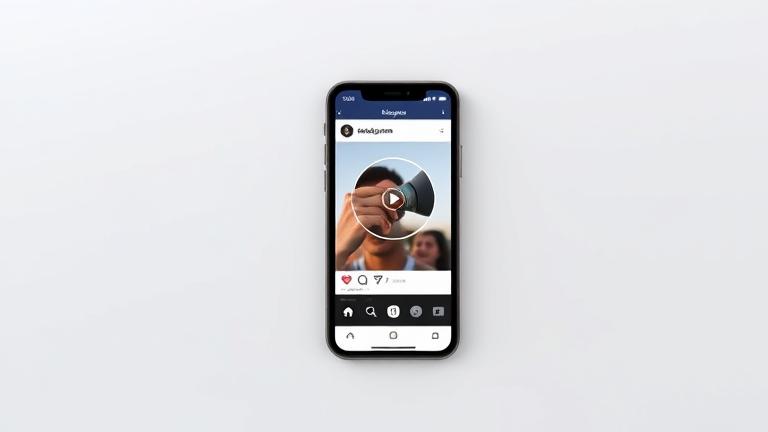 alt_text: Smartphone showing Instagram video with mute icon, illustrating how to mute videos.