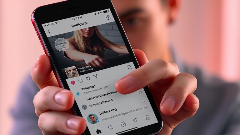 Alt_text: Smartphone showing Instagram unfollow options with a sneaky vibe for discreet unfollowing.