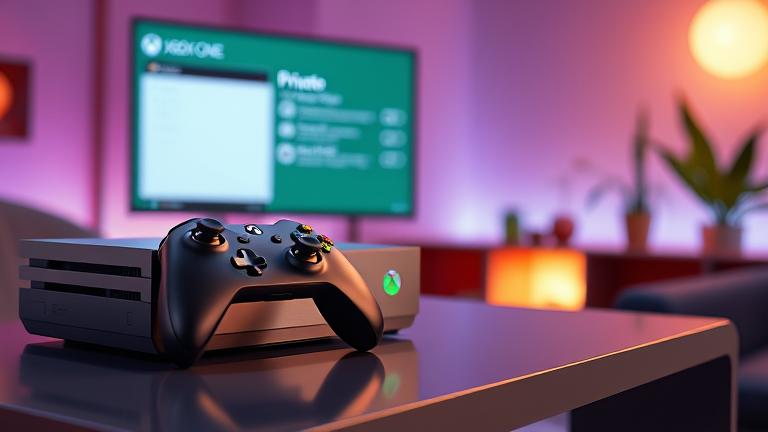 alt_text: Xbox One console and controller with screen showing "Party Settings" set to Private.