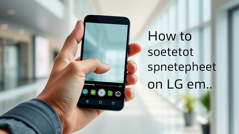alt_text: Person holding LG phone showing how to screenshot, with on-screen prompts and instructions.