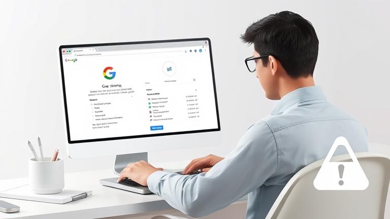 alt_text: Person focused on laptop with Google account settings, hinting at account management or deletion.