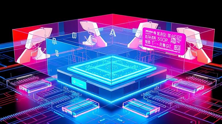 alt_text: Modern GPU with multiple projections and vibrant 3D views illustrating simultaneous multi-projection.