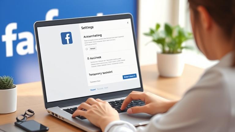 alt_text: Person confidently manages Facebook settings, highlighting privacy, control, and account options.