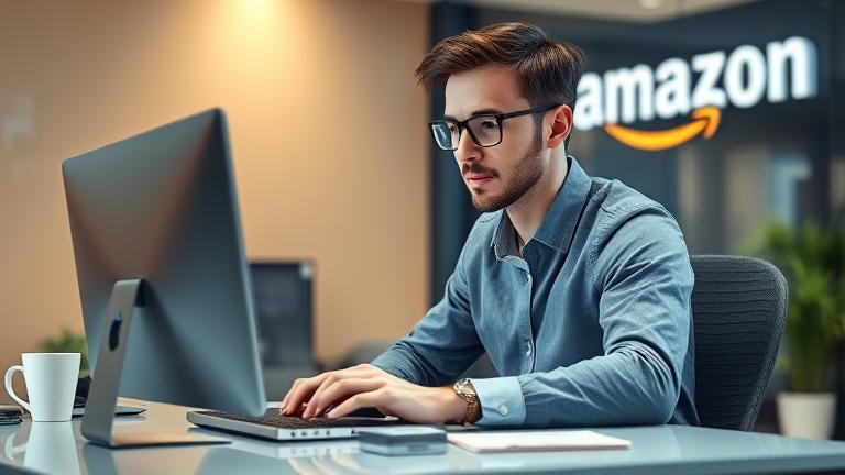 alt_text: Person confidently managing accounts on device with subtle Amazon branding, symbolizing security.