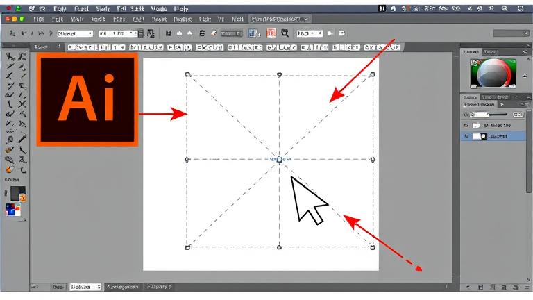 alt_text: Illustrator workspace showing slices dividing a design with annotations and cursor.