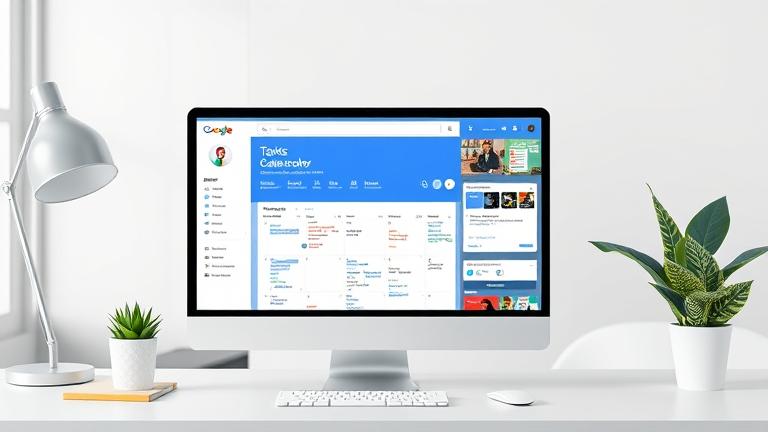 alt_text: Person adds tasks to Google Calendar on a computer in a bright, organized workspace.