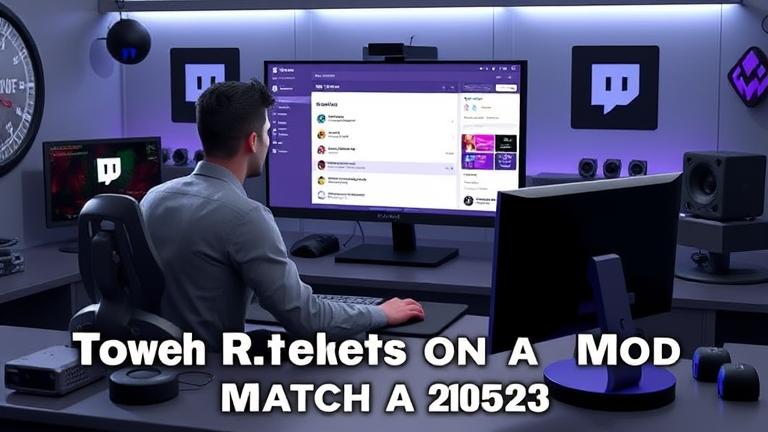 alt_text: Twitch mod managing chat on sleek setup with tools, gaming gear, and Twitch branding.
