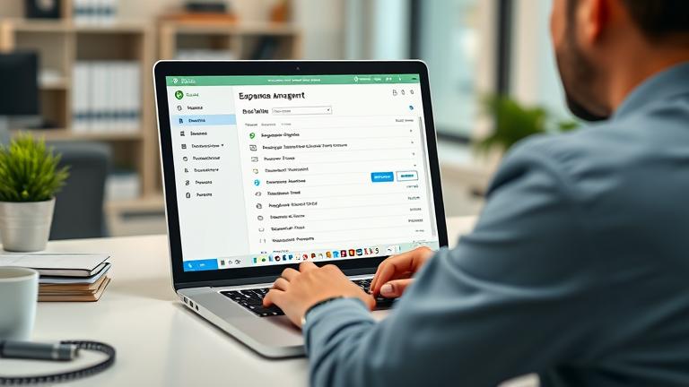 alt_text: Business owner deleting an expense in QuickBooks Online on a clean, professional desk.