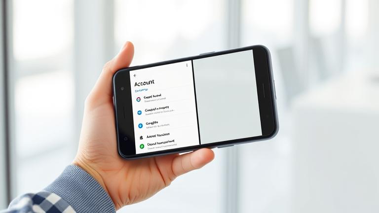 alt_text: Person holding Vivo V5 with Google account settings on screen, tech support theme.