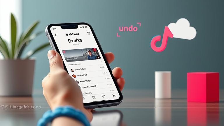 alt_text: iPhone screen open to TikTok drafts, showing draft recovery with vibrant colors and icons.