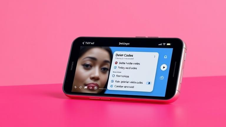 alt_text: Smartphone screen showing TikTok video deletion options with clear icons and branding.