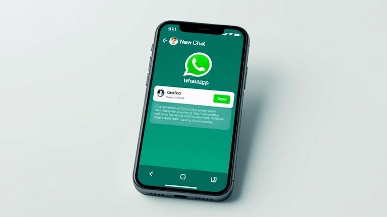 alt_text: WhatsApp chat screen with user adding a new contact, highlighted search bar and green theme.