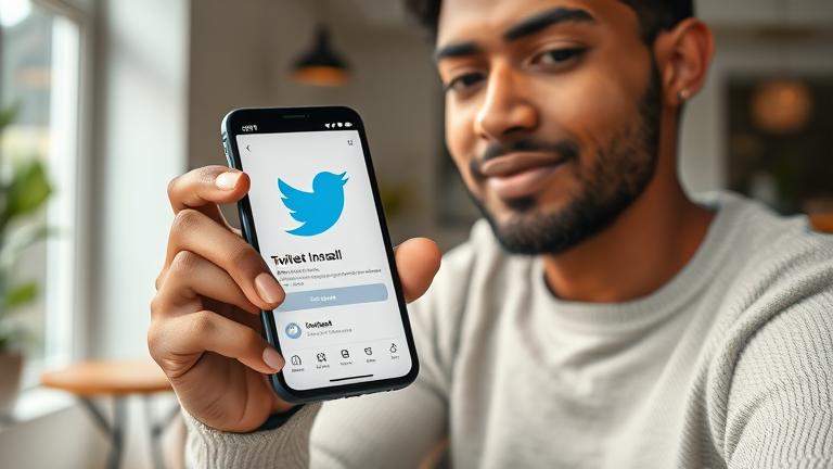 alt_text: Person deletes Twitter app on phone in a cozy, modern setting with a focused expression.