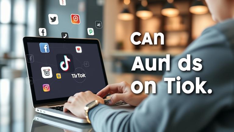 alt_text: Person using TikTok on device with icons and question mark, exploring digital ad possibilities.
