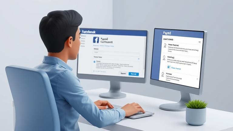 alt_text: Person disconnects PayPal from Facebook on screen, showcasing account management.